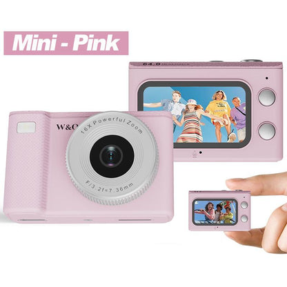 Foldable Screen Portable Pocket Vlogging Camerawith 32GB SD Card &, Wrist Strap,Self Timer, Anti-Shake, 16X Digital Zoom, Ideal Gift for Girls, Boys Teenagers, and Beginners, Birthday Gift