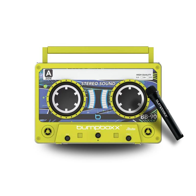 Bumpboxx Remixx® Portable Bluetooth Speaker with Dual Bass Radiators & Wireless Microphone for Karaoke Fun Stereo Sound