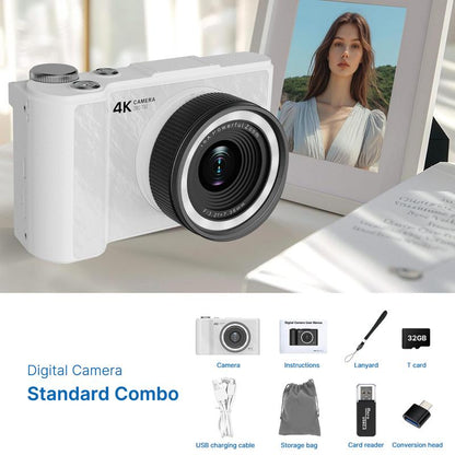 Foldable Screen Portable Pocket Vlogging Camerawith 32GB SD Card &, Wrist Strap,Self Timer, Anti-Shake, 16X Digital Zoom, Ideal Gift for Girls, Boys Teenagers, and Beginners, Birthday Gift