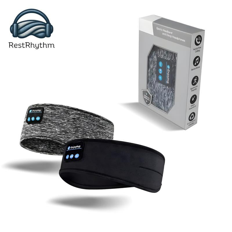Restrhythm Sleep Headphones Bluetooth - Adjustable Wireless Headband - Fast Charging Headset with Noise Isolating Earbud - Comfort for Rest, Workouts & Travel