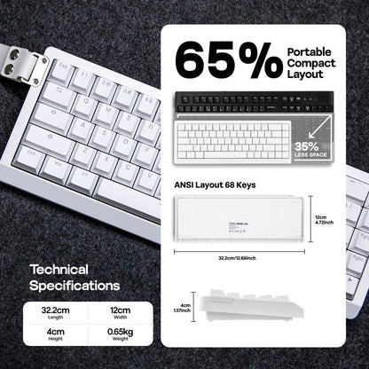 EPOMAKER HE68 Lite 65% ANSI US Layout Tray-Mounted Wired Hall Effect Magnetic Mechanical Keyboard DKS SOCD Thocky Creamykeyboards Tri-Mode USB-C/BT 5.0/2.4Ghz Customizable RGB Backlight for Pc/Mac/Linux Creamy Keyboard Tiktokshopjumpstartsale
