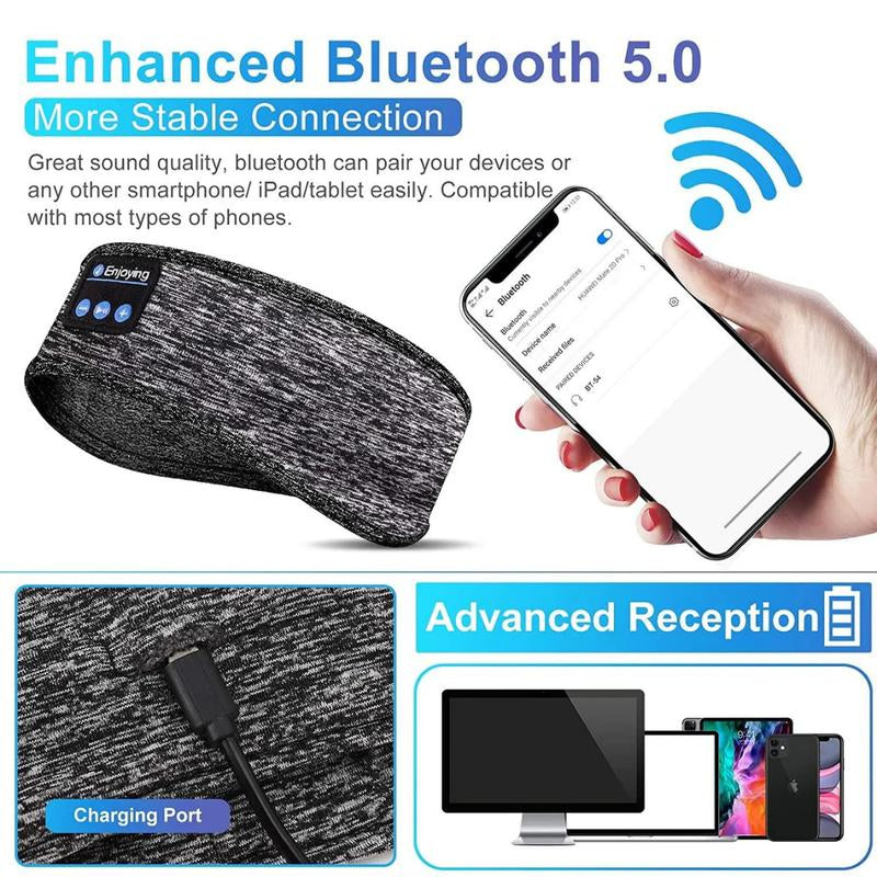 Restrhythm Sleep Headphones Bluetooth - Adjustable Wireless Headband - Fast Charging Headset with Noise Isolating Earbud - Comfort for Rest, Workouts & Travel