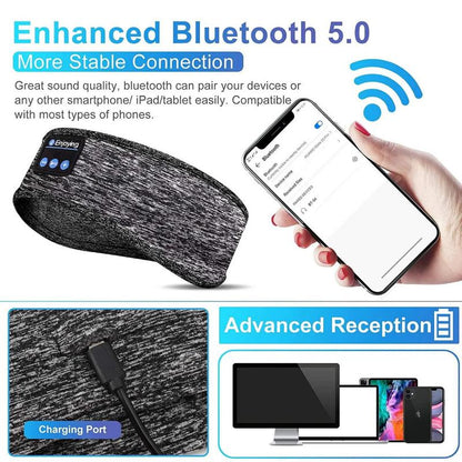 Restrhythm Sleep Headphones Bluetooth - Adjustable Wireless Headband - Fast Charging Headset with Noise Isolating Earbud - Comfort for Rest, Workouts & Travel