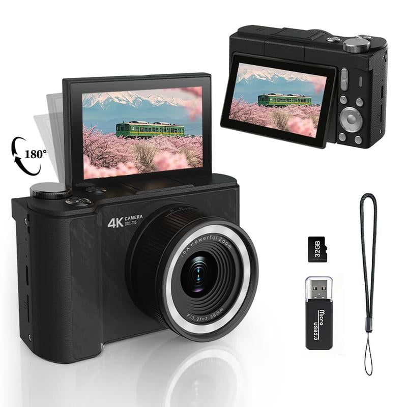 Foldable Screen Portable Pocket Vlogging Camerawith 32GB SD Card &, Wrist Strap,Self Timer, Anti-Shake, 16X Digital Zoom, Ideal Gift for Girls, Boys Teenagers, and Beginners, Birthday Gift