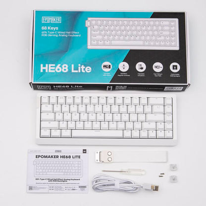 EPOMAKER HE68 Lite 65% ANSI US Layout Tray-Mounted Wired Hall Effect Magnetic Mechanical Keyboard DKS SOCD Thocky Creamykeyboards Tri-Mode USB-C/BT 5.0/2.4Ghz Customizable RGB Backlight for Pc/Mac/Linux Creamy Keyboard Tiktokshopjumpstartsale
