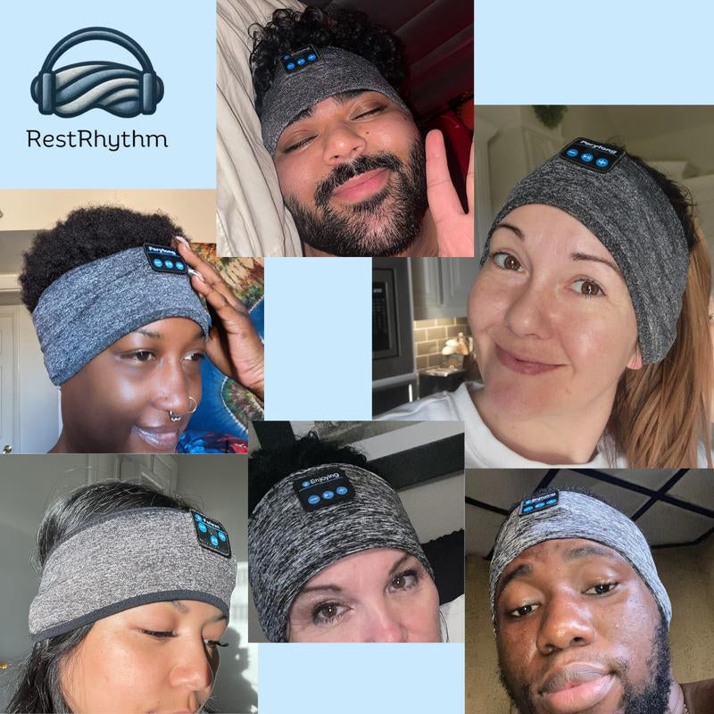 Restrhythm Sleep Headphones Bluetooth - Adjustable Wireless Headband - Fast Charging Headset with Noise Isolating Earbud - Comfort for Rest, Workouts & Travel