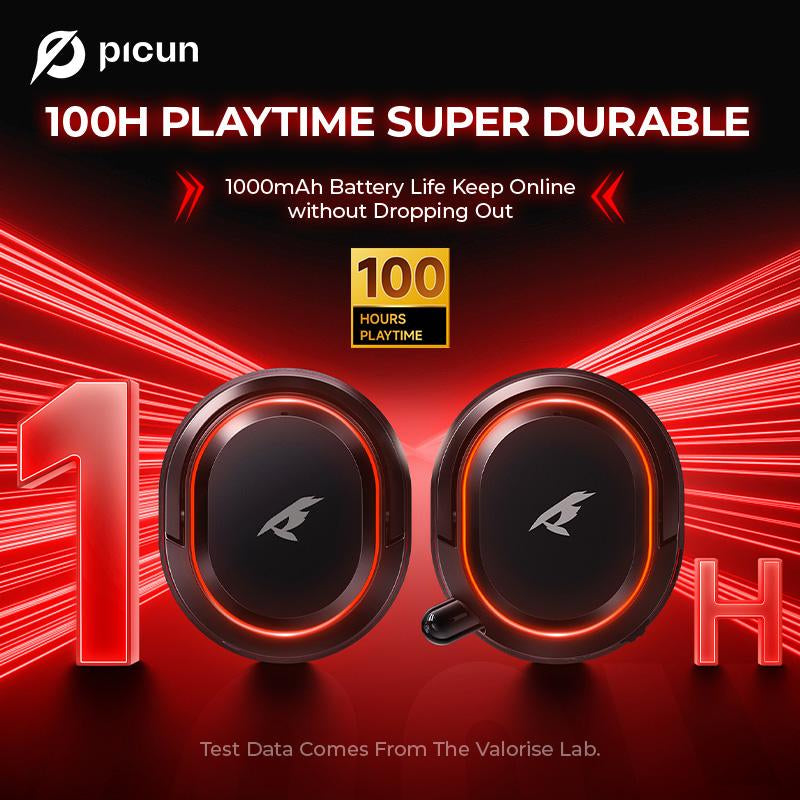 【Live Broadcast Exclusive】Picun G2 Bluetooth Gaming Headset, 7.1 Surround Sound, Retractable Earbud, 4-In-1 Audio Cable, Electronic 5Ms Low Latency, Rechargeable ENC Microphone for PC PS4 PS5 Audio Cable Headphone