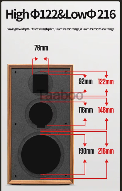 8 Inch Three-Way Labyrinth Speaker Empty Box Bookshelf Speaker Home Speaker DIY Hifi Audio Wooden Handmade Box Passive Speaker