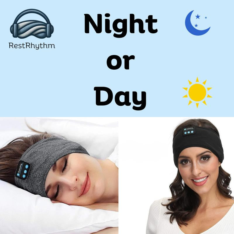 Restrhythm Sleep Headphones Bluetooth - Adjustable Wireless Headband - Fast Charging Headset with Noise Isolating Earbud - Comfort for Rest, Workouts & Travel