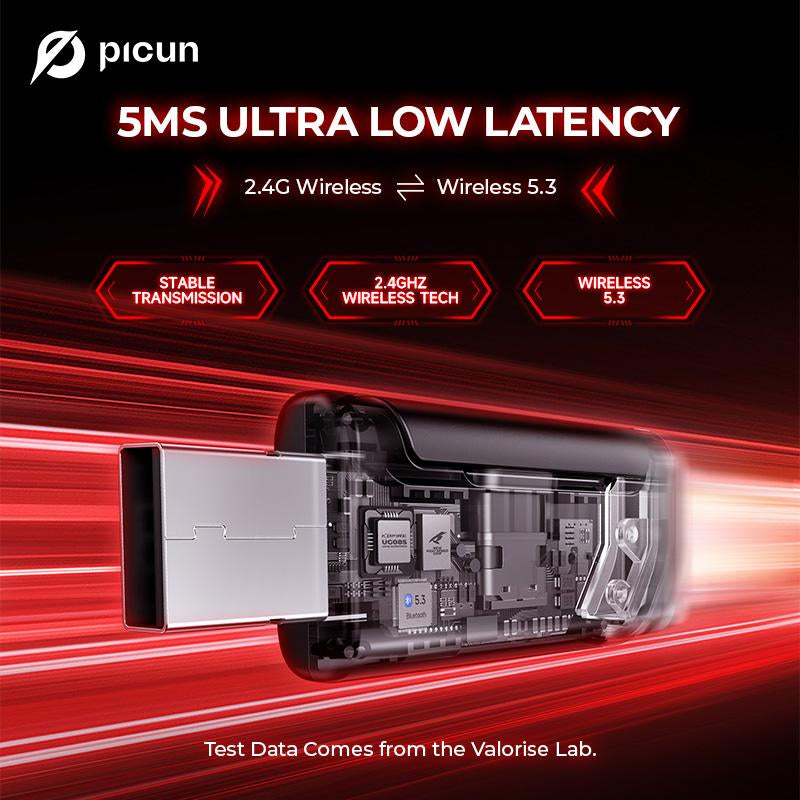 【Live Broadcast Exclusive】Picun G2 Bluetooth Gaming Headset, 7.1 Surround Sound, Retractable Earbud, 4-In-1 Audio Cable, Electronic 5Ms Low Latency, Rechargeable ENC Microphone for PC PS4 PS5 Audio Cable Headphone