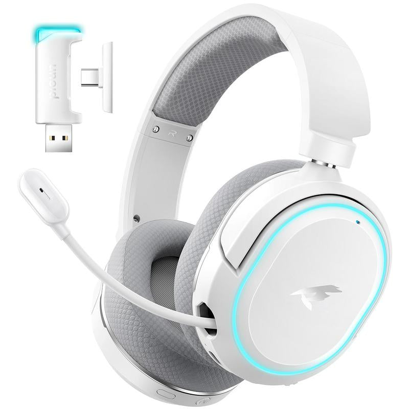 【Live Broadcast Exclusive】Picun G2 Bluetooth Gaming Headset, 7.1 Surround Sound, Retractable Earbud, 4-In-1 Audio Cable, Electronic 5Ms Low Latency, Rechargeable ENC Microphone for PC PS4 PS5 Audio Cable Headphone